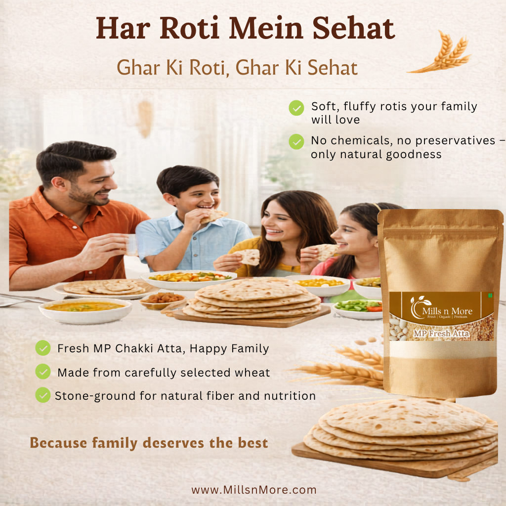 MP Sharbati Fresh Chakki Atta – Freshly Milled Whole Wheat Flour 5 Kg