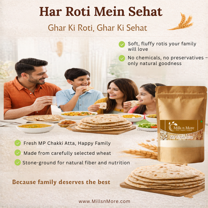 MP Sharbati Fresh Chakki Atta – Freshly Milled Whole Wheat Flour 5 Kg