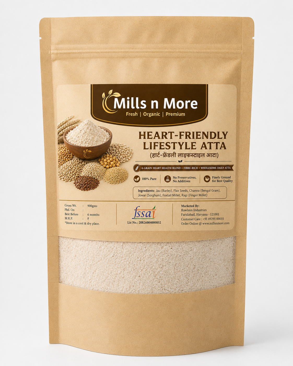 Heart-Friendly Lifestyle Atta – 6 Grain Multigrain Flour with Flax Seeds