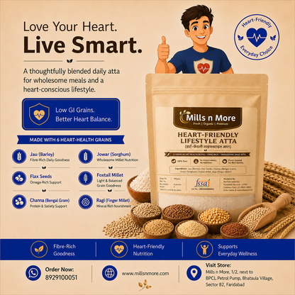 Heart-Friendly Lifestyle Atta – Wholesome blend of Barley, Jowar, Foxtail millet, Bengal gram, Ragi and Flax seeds